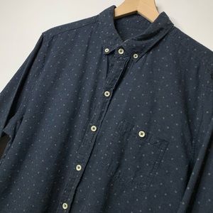 Navy Polka Dot Button Down Collar Shirt S-M